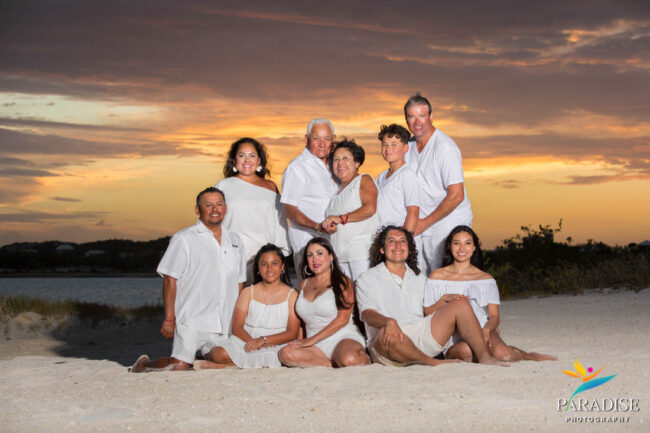 01-villa-paradiso-family-vacation-turks-and-caicos family portrait at sunset