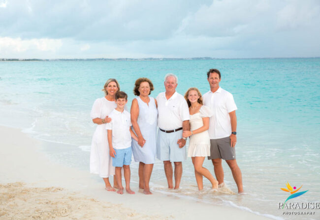 family portrait on grace bay beach