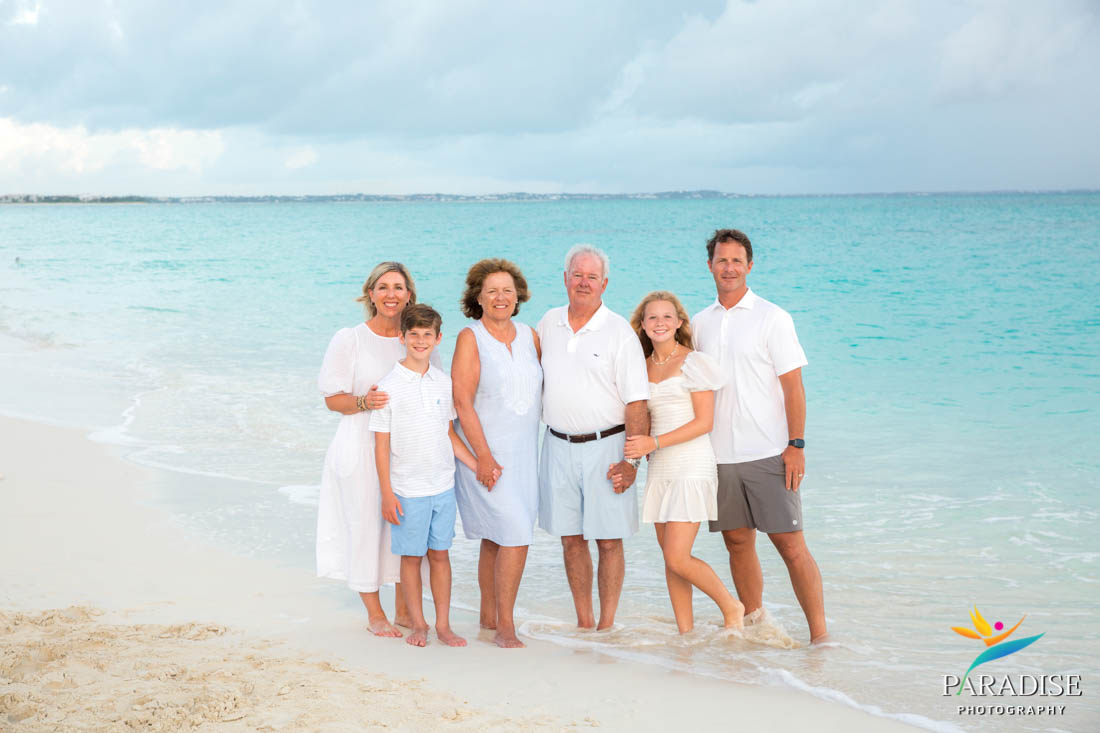 family portrait on grace bay beach