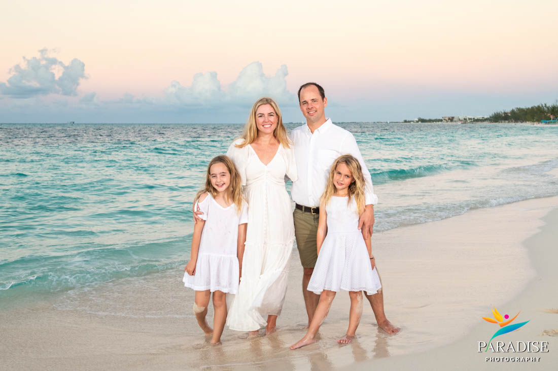 family with soft sunset light