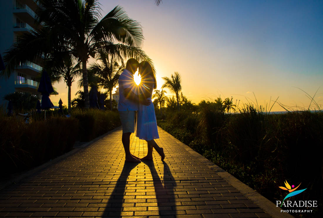 01 Anniversary at the Ritz Carlton Turks and Caicos sunburst sunset couple