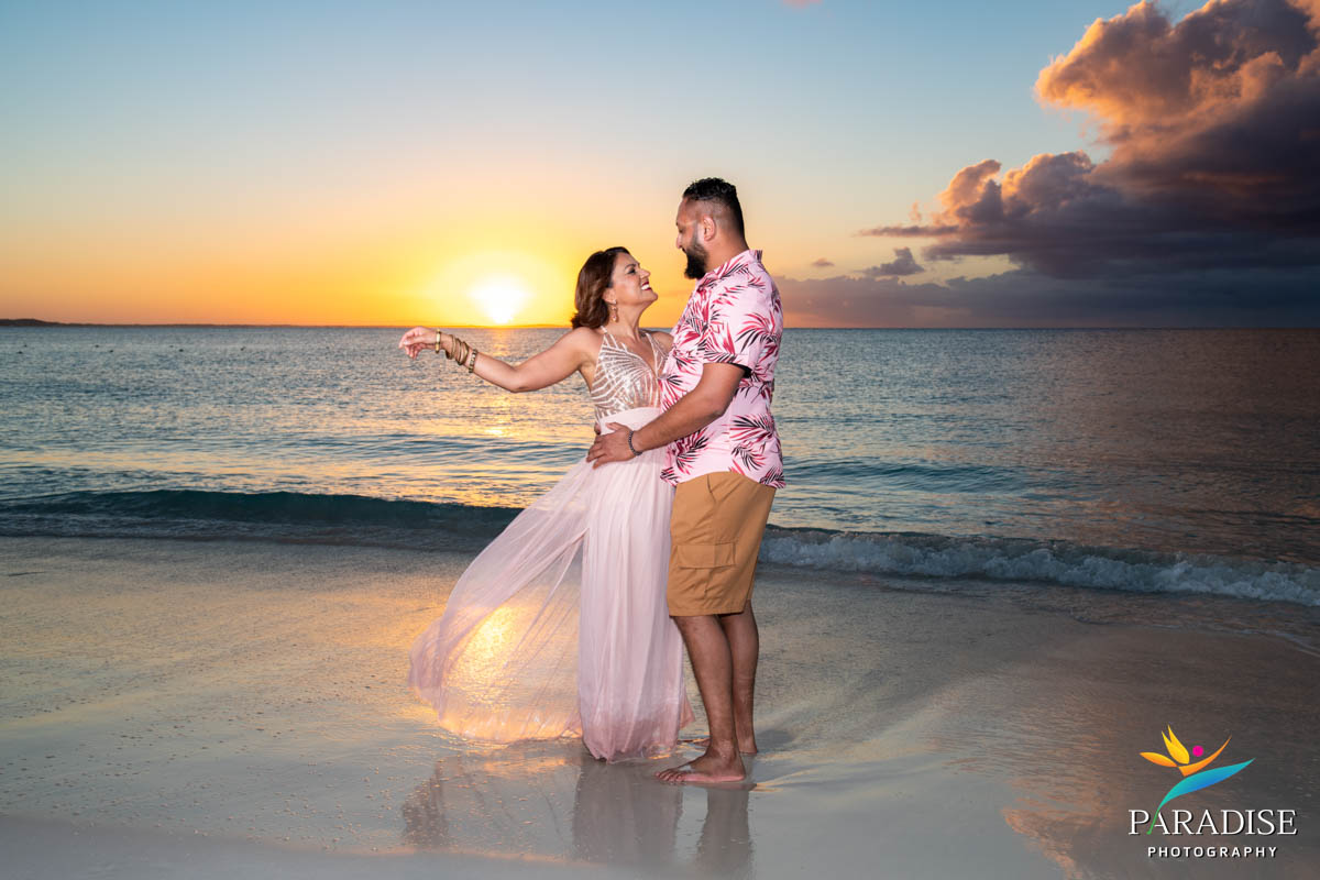couple at sunset on the beach