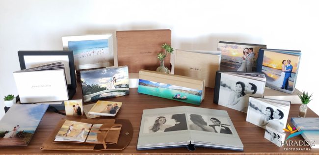 display of photo books and wall prints