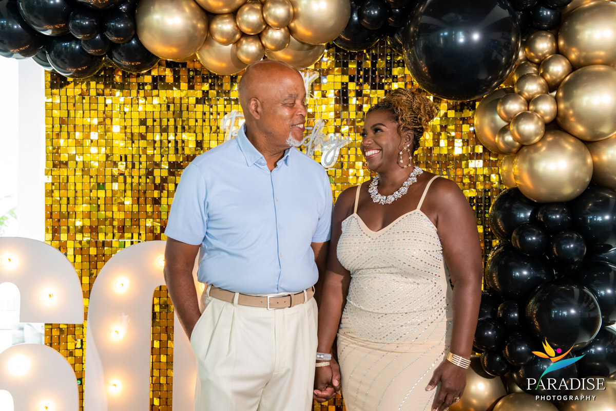 couple celebrating birthday in paradise