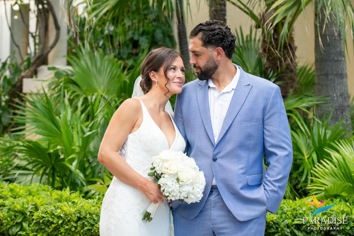 resort picture with bride and groom