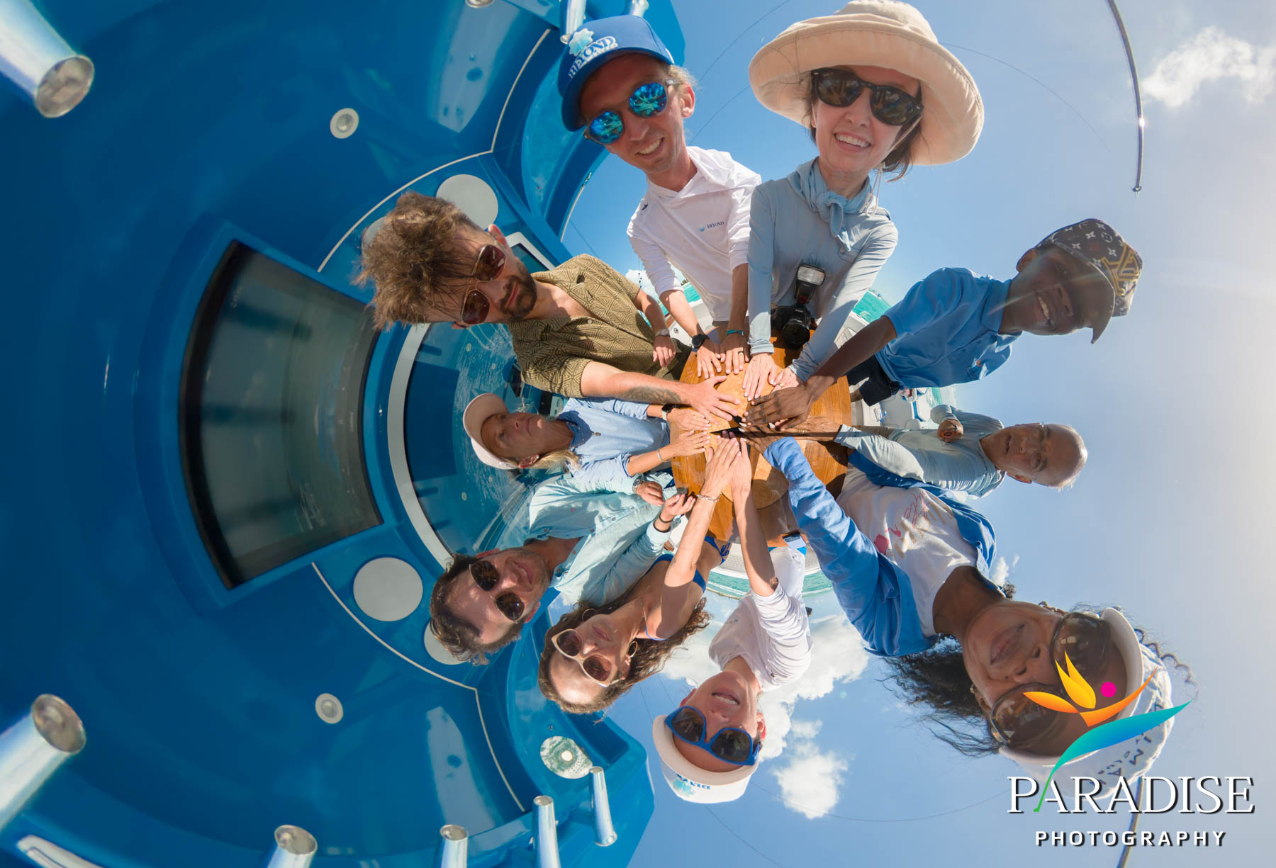 Creative group looking down 360