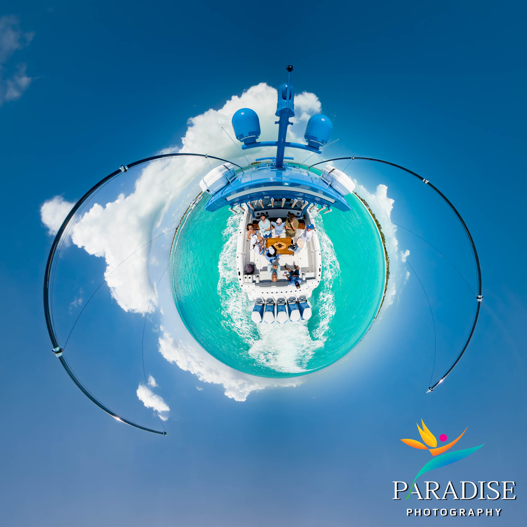 Catamaran 360 aerial view