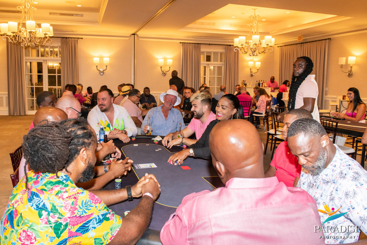 Turks and Caicos event photographer poker night ballroom guests